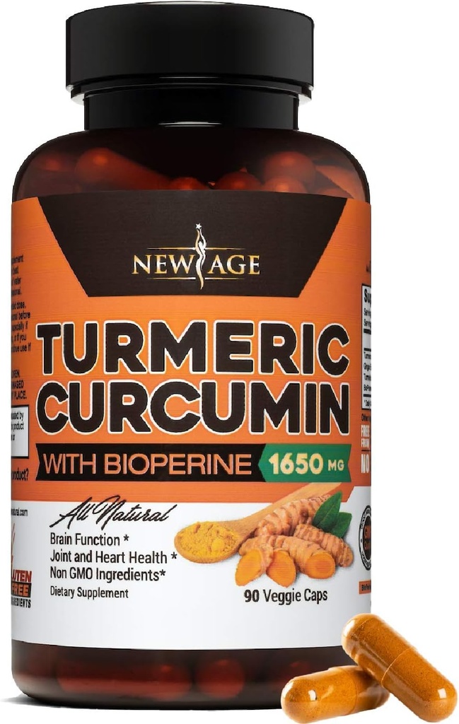 Bioperine 캡슐을 가진 새로운 AGE Turmeric Curcumin - 95%를 가진 자연적인 합동 & 건강한 지원은 힘 & 흡수를 위한 Curcuminoids를 표준화했습니다 - 비 GMO, 글루텐 자유로운 (90의 조사 1))