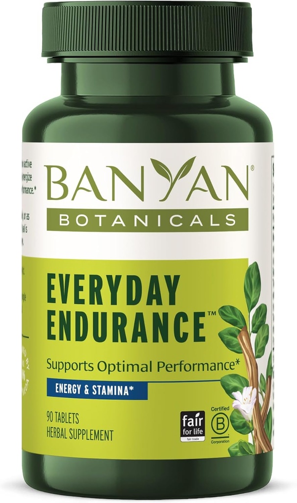 Banyan Botanicals Everyday Endurance – Organic Adaptogens Supplement – Zeliščna Superfoods in Adaptogens for Energy and Focus – 90 tablet – Ne-GMO Trajno vir Vegan