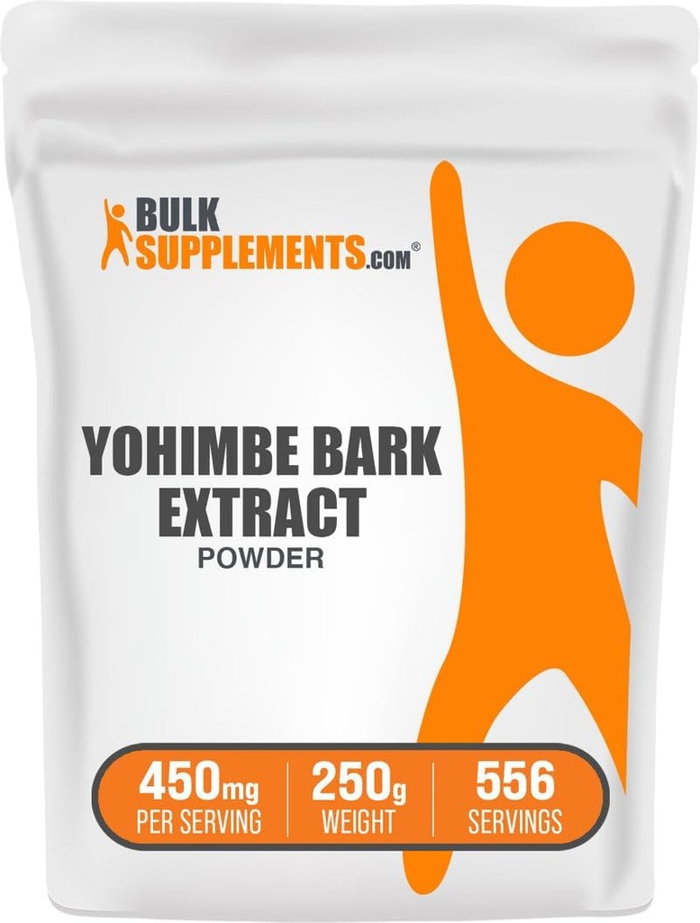 BulkSupplementments.com Yohimbe Extract Powder - Yohimbe Bark Extract - Bylinné doplnky, bez lepidla, 450mg za Serving, 250g (8,8 oz) (Pack of 1)