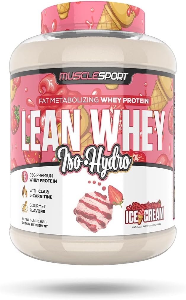 肌肉运动 Lean Whey 革命TM 蛋白质粉 - Whey 蛋白质隔膜 - 低卡路里, 低碳, 低脂肪, 不可思议的火焰 - 25g 蛋白质/ Scoop - 5lb 草莓 Creme