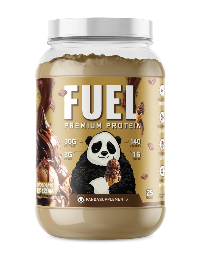 Underground Bio Labs Panda Fuel Premium Protein Whey,Hydrolyzed Collagen,Casein,Probiotics, Enzymes, Keto Friendly,Time Release, 25 Servings (2.5 Pound, Chocolate Ice Cream)