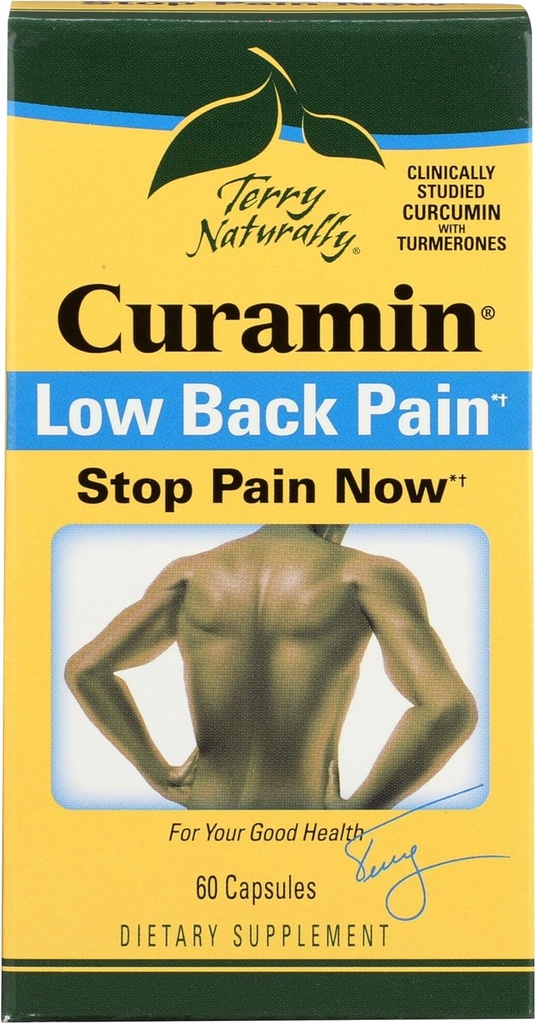 Terry Course Curamin Low Back Pain - 60 Vegan Capsules - Pendukung Peninggalan Tertarget, Support Healthy Cartilage & Comfort - Non-GMO, Gluten- Free - 20 Servings