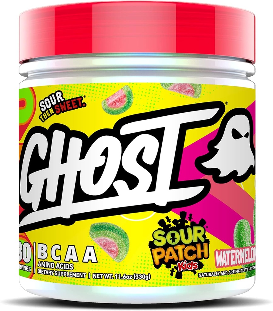GHOST BCAA Chypera Aminos Supplement, Sour Pluple February Watermelon - 30 servations - Sweets - Post & Preading Amisomicil & Receportry เครื่องดื่ม 7G BCAA