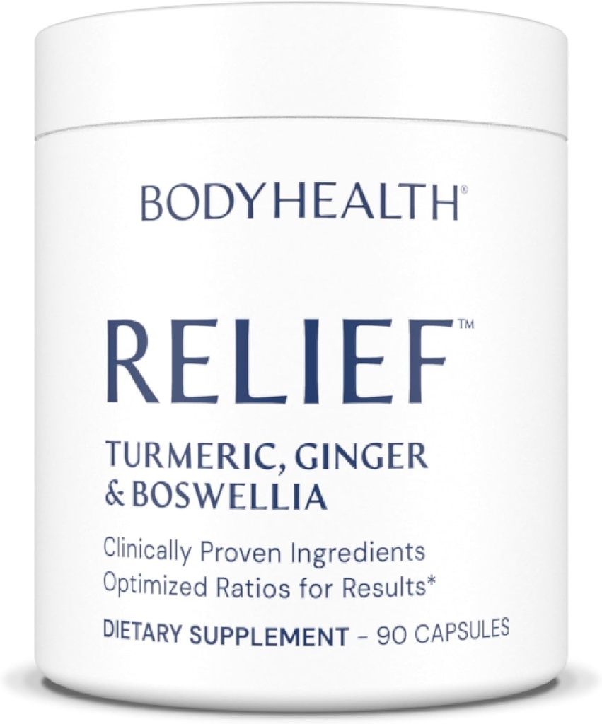 BodyHealth Inflam Relief, Joint Addition, Relief for back, Kemes, Hands, with Turmeric, Boswellia, Ginger, All Natural, Non-GMO, Gluten Free (90 Kapsules)