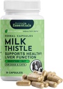 Animal Essentials Milk Thistle for Dogs & Cats - Liver Support, Milk Thistle 150mg, Silymarin, Liver Supplement, Herbal Capsules, Organic Human Grade Yrtit, Eläinlääkäri Suositeltava - 30 Count