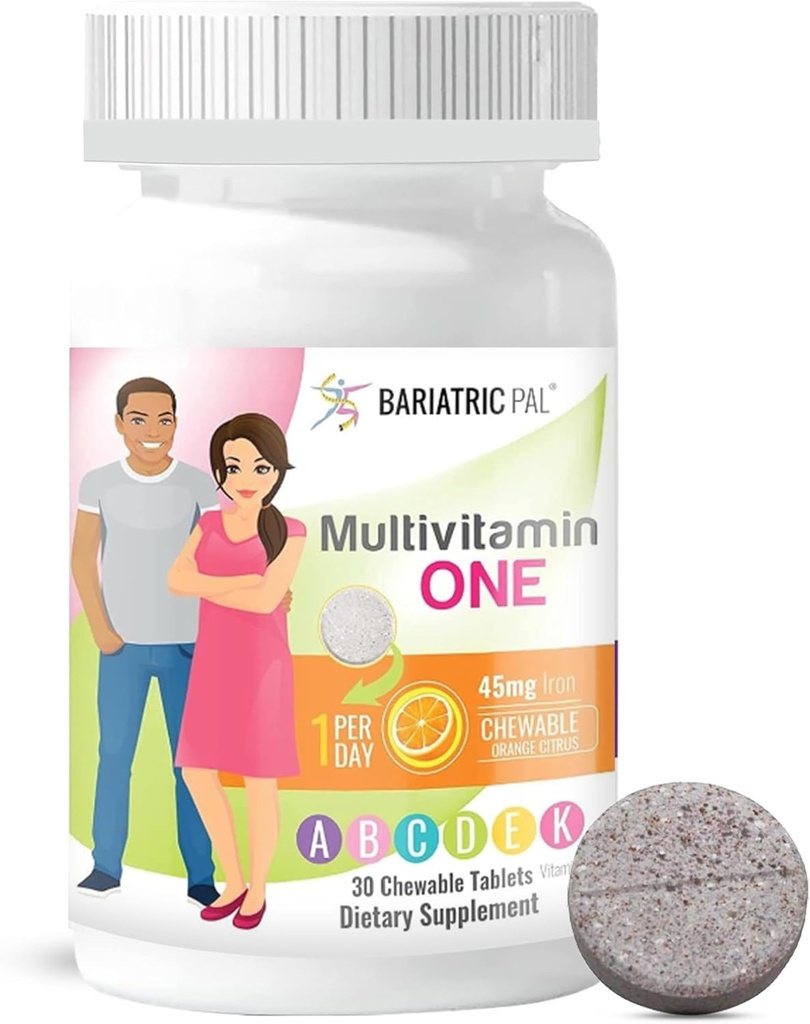 BaritricPal multivitamin 1 / 1 ngày! Baritric Multivitamin Chew với 45 mg Iron Citrus Citrus cho bệnh nhân phẫu thuật Baritric 30 Count (1 tháng)