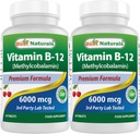 Best Naturals Vitamin B-12 as Methylcobalamin (Methyl B12), 6000 mcg 60 Sublingual Tablets (60 Count (Pack of 2))