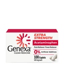 Genexa Clean Acetaminophen 500mg Extra Strength, Dye Free Pain Reliever Fever Reducer, 0% Artificial Additives, Pain Medicine for Adults, Relieves Headache, Backache, Minor Arthritis Pain, 100 Tablets