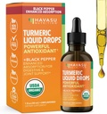USDA Organic Turmeric Liquid drops with Black Pepper - 1000mg Curcumin supplement for Immune ' Digestive Health - 30 Servings - Enhanced Absorption - Non-GMO, Vegan, Gluten Free - Unflavored, 1 Fl Oz