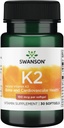 Swanson Vitamin K2 (Menaquinone-7) - 비타민 보충 심혈관과 뼈 건강 - 칼슘을 규제하는 데 도움이되는 일본 Natto에서 만든 - (30 Softgels, 100mcg 각각)