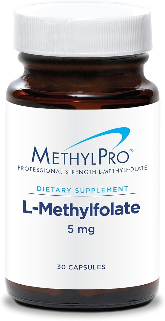 MetilPro L-Methylfolate 5 mg - L Metil Folate, Qadınlar və Kişilər üçün Metilfolate Supplement, Brain Health, Focus, Calm - 30 Kapsüller (Paket 1)