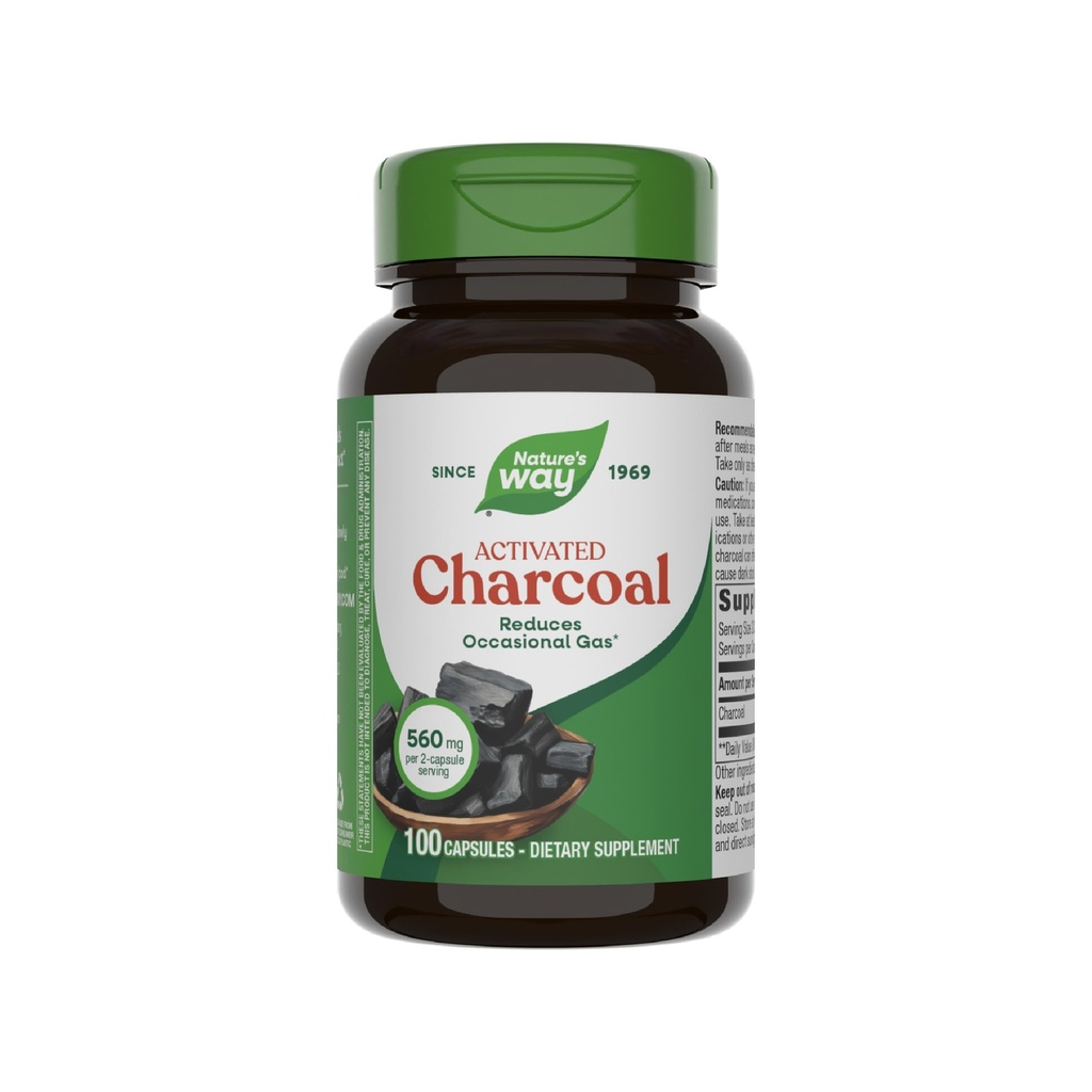Nature's Way Activated Charcoal - Charcoal Supplement that Binds Unwanted Materials & Gas* - Alternative to Powder - Gluten-Free & Dairy-Free - 100 Count