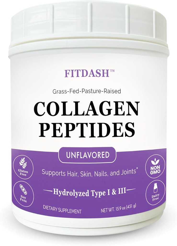 Collagen Peptides Hidrolyzed Collagen Toz Tip I və III, Saçlar, Nails və Birləşmişlər. Unflavored 41 15.9 Oz. Grass-Fed Pastured-Raed.
