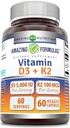 Formules étonnantes Vitamine D3 5000 UI avec Vitamine K2 100 mcg.