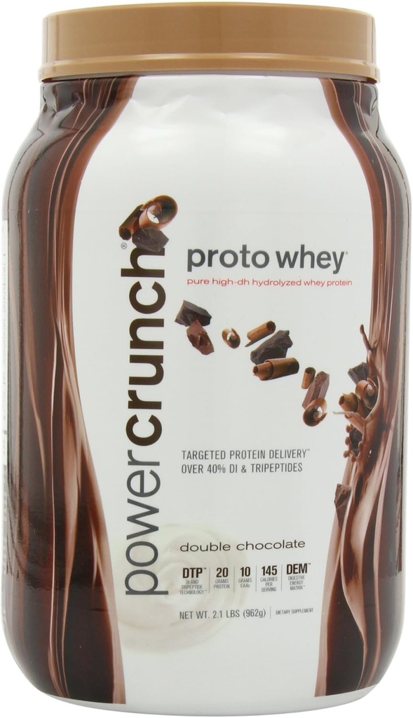 Power Crunch Whey חלבון אבקת, עם Amino Acids, חלבונים שקד עם טעם טעים, שוקולד כפול 2.1 LB