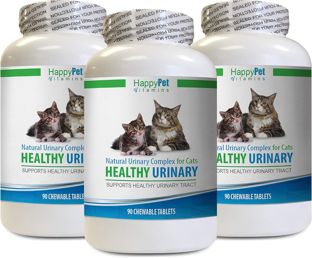 cat UTI Supplement - CAT Healthy Urinary Complex - UTI Solution - Natural Formula - Anti - cat Urinary Incontinence - 3 Bottles (270 Tablets)