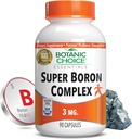 Botaaniline valik Super Boron Complex (3mg) - edendab luude ja eesnäärme tervist, metaboliseerides kaltsiumi ja magneesiumi - 3 boori vormi meestele ja naistele (90 kapslit)