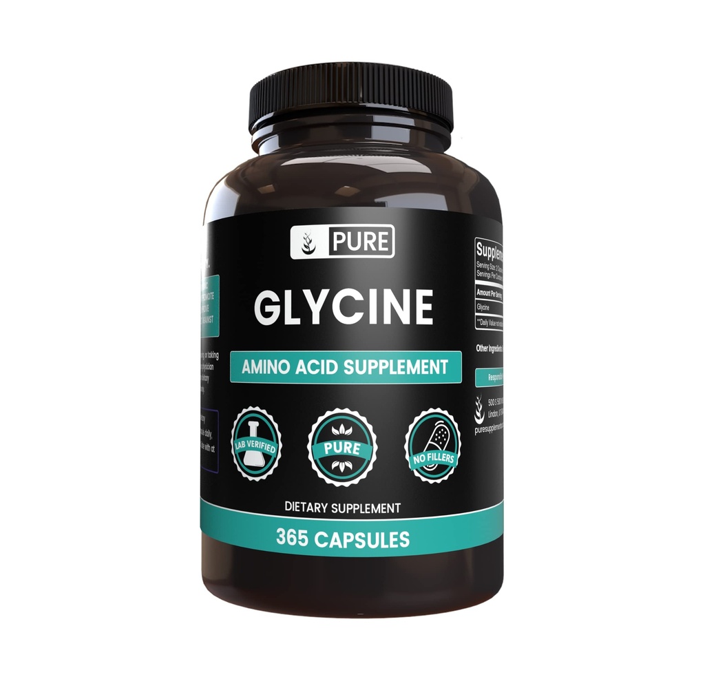 PURE ORIGINAL INGREDIENTS Glycine (365 Capsules) No Magnesium Or Rice Fillers, Always Pure, Lab Verified