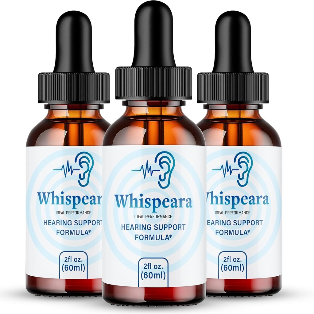 Whispeara Tinnitus Relief for Ringing Uars Drops, Ring Clear Tinnitus Liquid Drops, Maximální síla, Pokročilá formule dodatek pro sluch, Ušní vyzvánění Tinnitus, Whispeara Recenze (3 Pack)