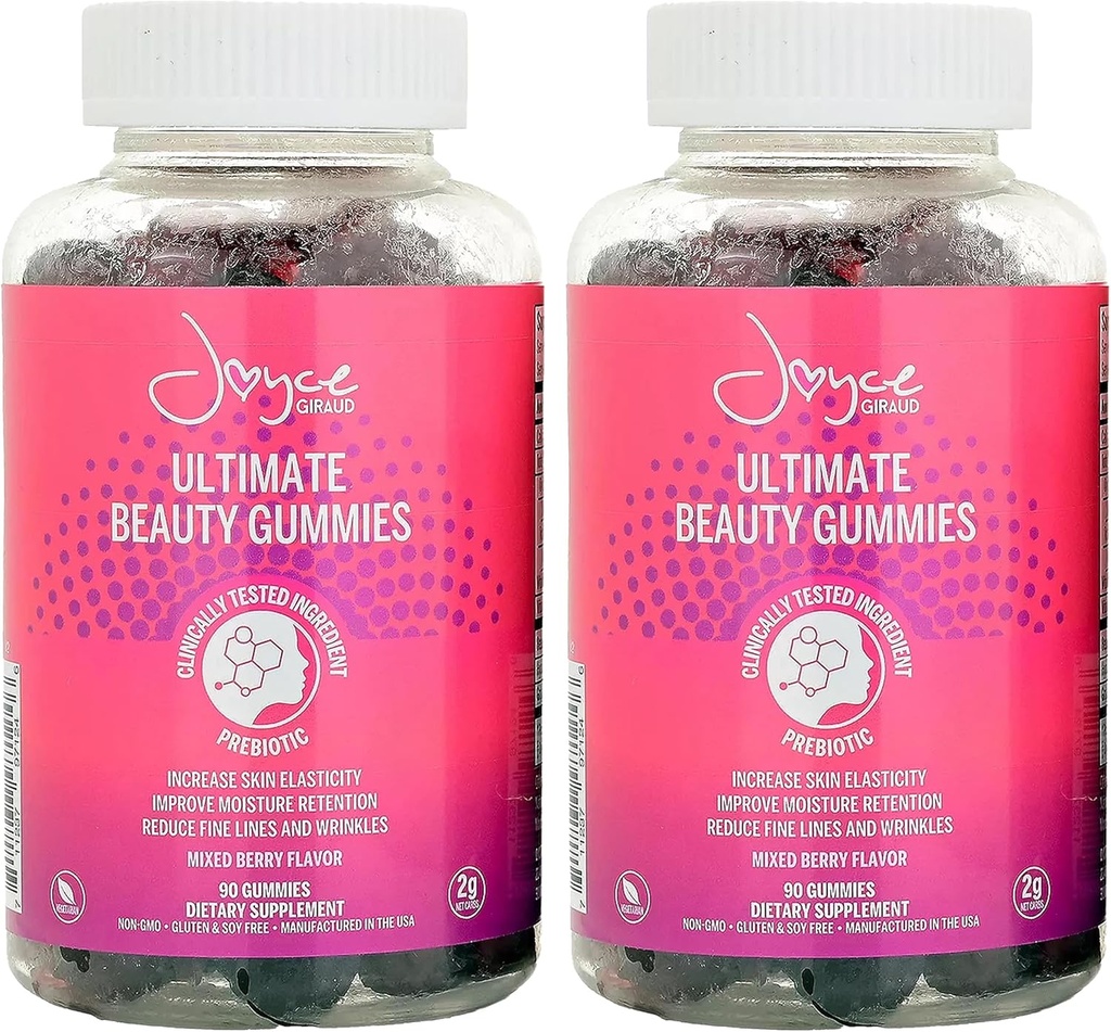 Joyce Giraud Ultimate Beauty Gummies, 60-Deň dodávky, podporuje hydratáciu kože a zdravé kože Tone, 180 Gummies