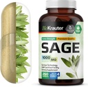 BIO KRAUTER Sage supplement Capsules 1000 mg - 250 Vegan Caps - supplement with Salvia Officinalis - Immune ' Digestive Support - Rich in Antioxidants