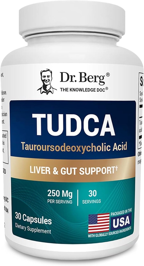 Dr. Berg TUDCA Supplement (Tauroursodeoxycholic Acid) - Liver Health, Bile Flow, Gallbladder Support və Digestive Health üçün güclü Formula * - 30 Kapsül