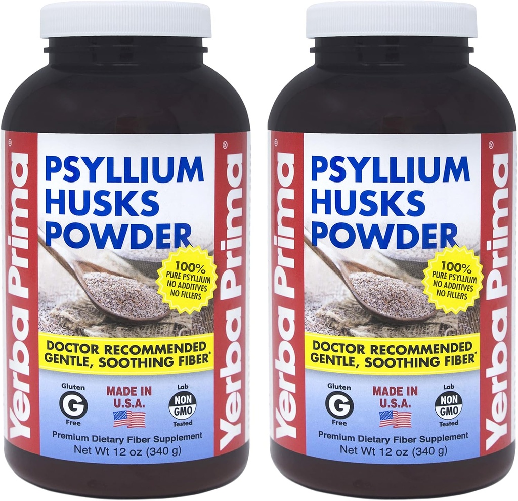 Yerba Prima Psyllium Husk pulver 12 oz (Pack of 2) - Naturlig fiber Supplement