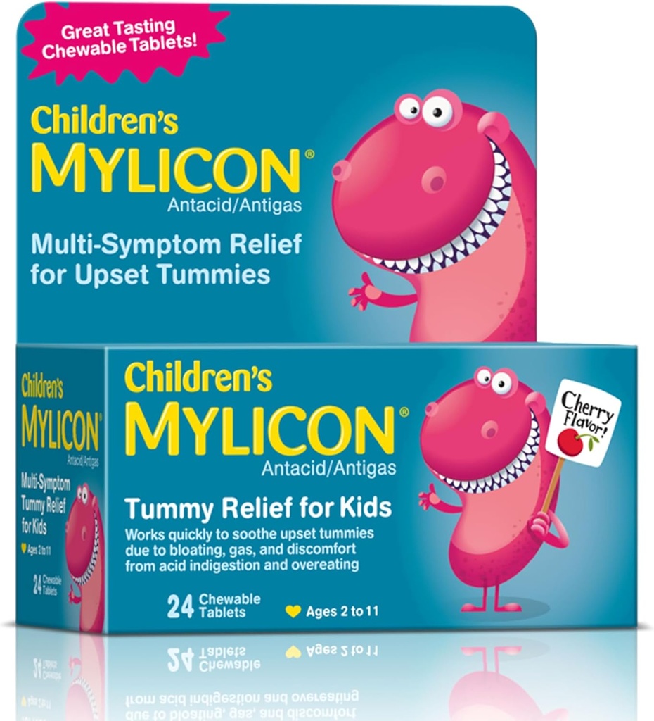 MYLICON Barn Tummy Relief för barn, 24 Cherry smaksatta tabletter