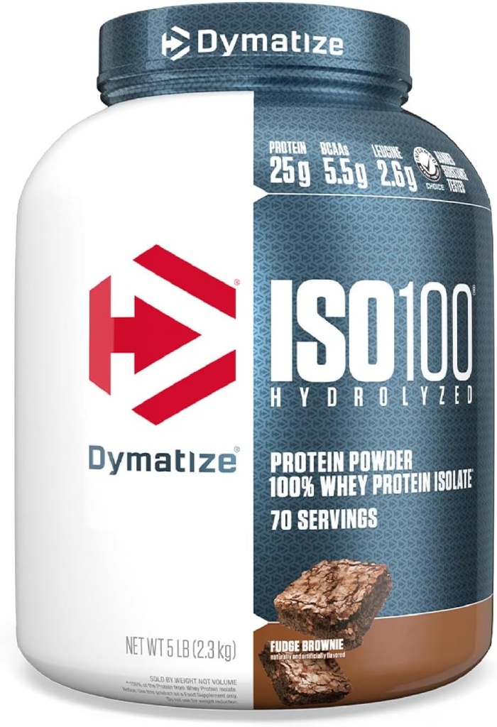 Dymatize ISO 100 Hydrolyzed Whey Protein Powder Isolate, Fudge Brownie, 5 паунда