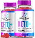 (2 Pack) Slim Aura Keto ACV Gummies, Official Slim Aura Keto Gummies For Weight Loss, Natural Keto Plus Apple Cider Vinegar Gummy, Premium Keto+ACV Formula, SlimAura ACV Keto Gomitas (120 Gummies)