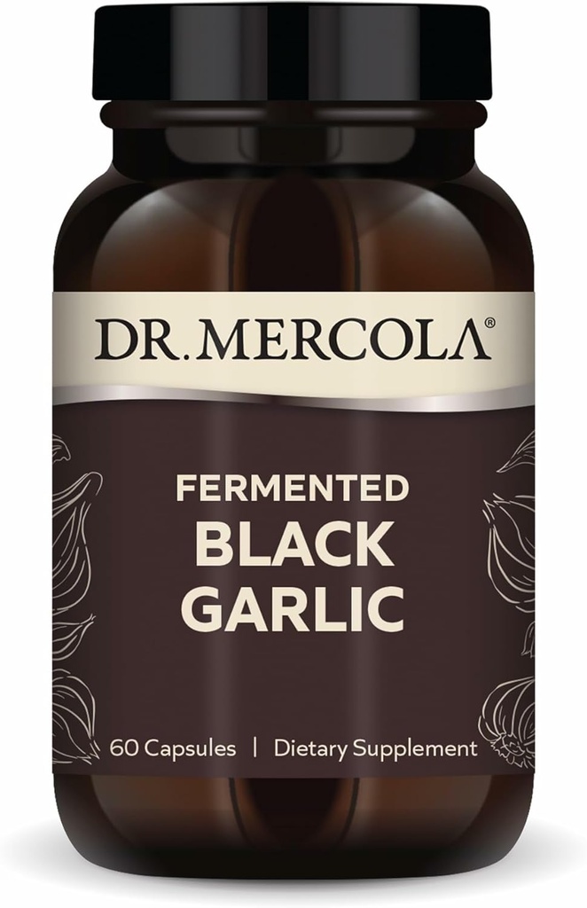 Dr Mercola Fermented Black Küüslauk - Antioksüdandi täiendus - immuunsuse, raku ja südame tervise toetamiseks - sisaldab S-allüül-tsüsteiini - mitte-GMO, gluteenivaba ja sojavaba - 60 kapslit (30 serveerimist)