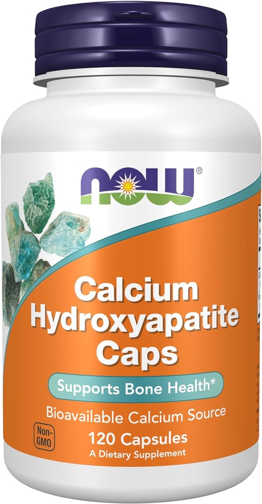תוספי מזון עכשיו, Calcium hydroxyapatite Caps, תומך העצם בריאות *, 120 קפסולות