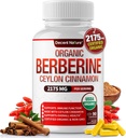 Berberina Organica con Ceylon Cinnamon 2175mg - Supplemento berberina Premium estratto di elevata purezza USDA Organico, sistema immunitario di supporto, Berberine Plus Complex, Non OGM Vegan per le donne 90 capsule