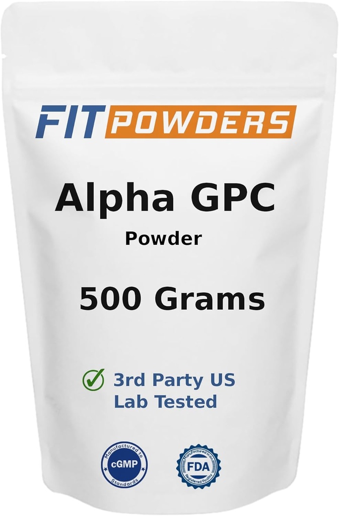 Al-GPC Powder 500 Grams, Non-GMO Alpha GPC supplement Choline Powder, Vegan, Third Party Tested, Pre-Workout, Memory and Focus, with Scoop