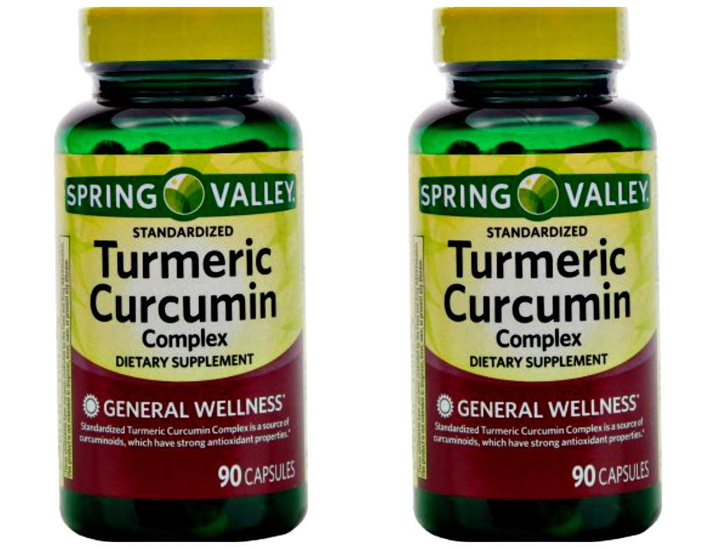 Spring Valley Standerdized Complex Turmeric Curcumin Dietary Supplement Capsules, 500 mg, 90 count, 2 pk