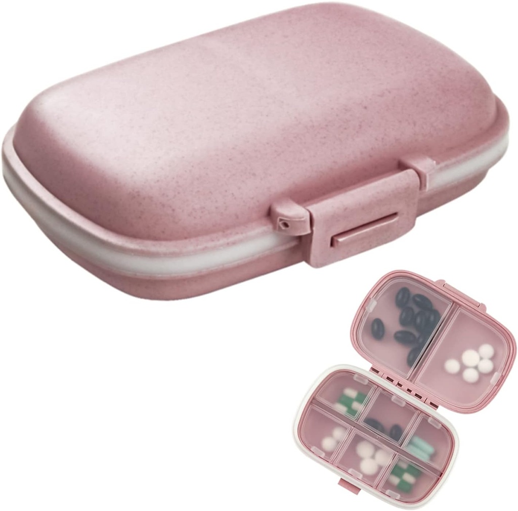 1Pack Travel Pill Organizer, 8 Comparments Portable Pill Case, Small Pill Box for Pocket Purse Portable Medicine