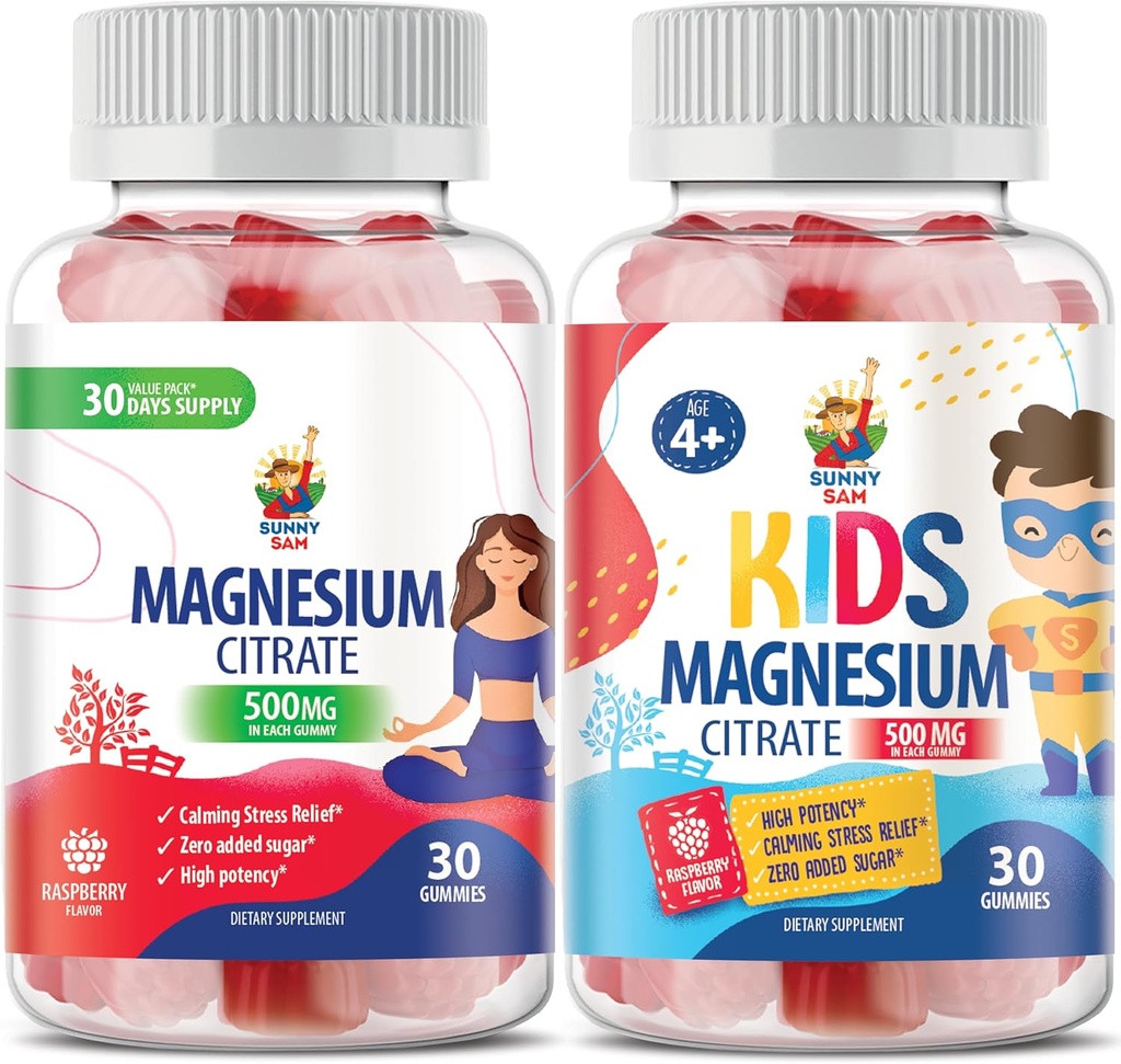 Magnesium Gummies for Kids - 500mg and Magnesium Gummies for Adults - 500mg.Calm Magnesium Chews - Magnesium Citrate Chewable supplement for Mood ' Muscle Support