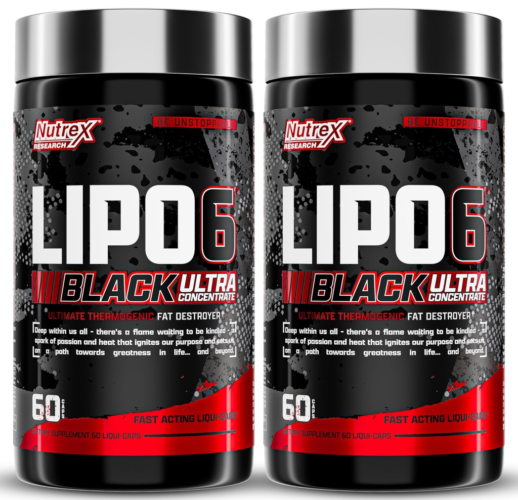 Nutrex Research Lipo-6 Black Ultra Concentrate Thermogenic Fat Burner Supplement, Increase Weight Loss, Energy & Intense Focus 120 Diet Pills