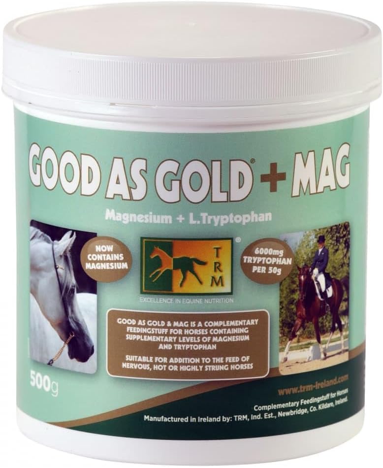 TRM Good as Gold + MAG Calming Horse Supplement for Relaxation and Focus | Tryptophan + Magnesium - 1.1 lb (500g) - 1.1 lb