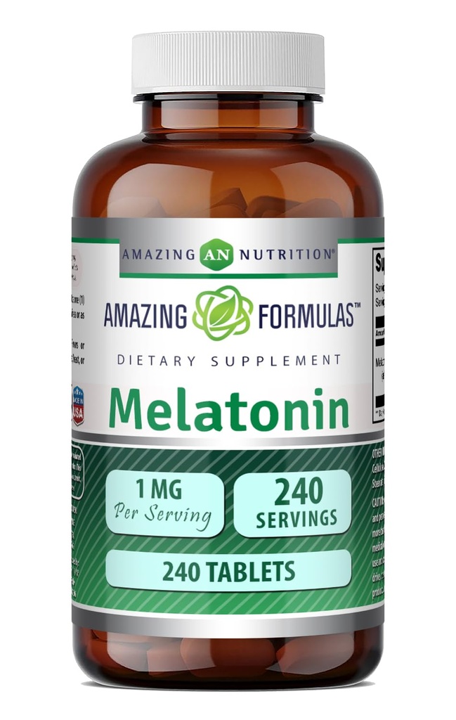 Amazing Formulas Melatonin 1 Mg Supplement | 240 Tablets | Non-GMO | Gluten-Free | Made in USA
