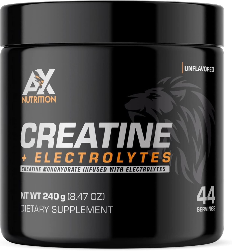 Creatina + Electrolytes 240g | 100% Pure Creatine Monohidratoa Elektrolitoekin nahastua | Muskulu-hazkuntzari eusten dio hidrataturik dagoen bitartean | 44 zerbitzu