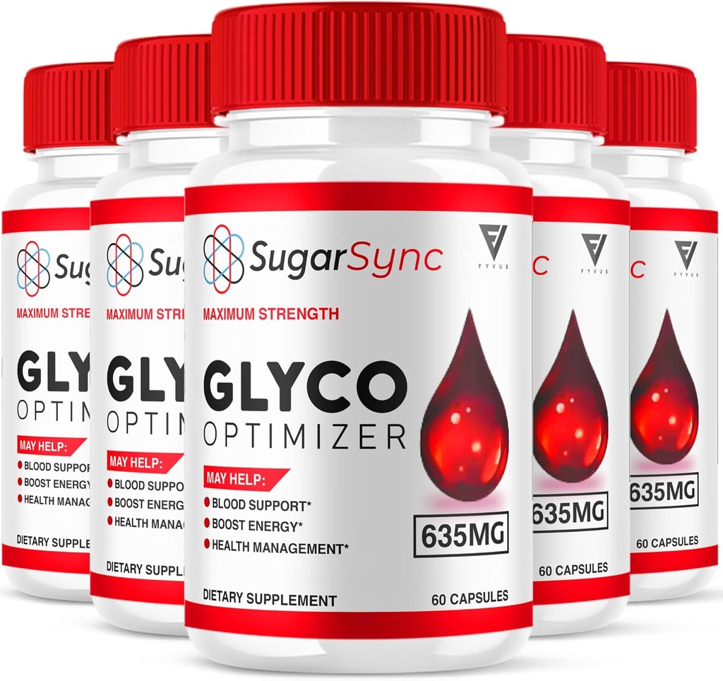 (5 Pack) Sugar Sync SugarSync Glyco Optimizer Cápsulas, Sugar Sync Maximum Strength Glycogen Optimizer e suplemento de suporte sanguíneo, SugarSync 635mg Advanced Global Health Formula (300 Cápsulas)
