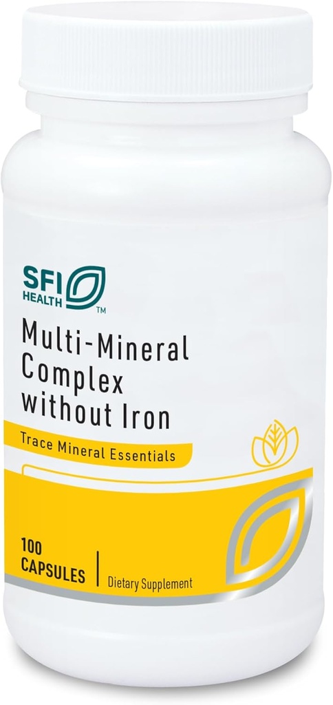 Klaire Labs SFI Health Multi-Mineral Complex Without Iron - Broad Spectrum & Hypoallergenic Essential Trace Mineral Blend con Copper & Zinc, Iron-Free (100 cápsulas)