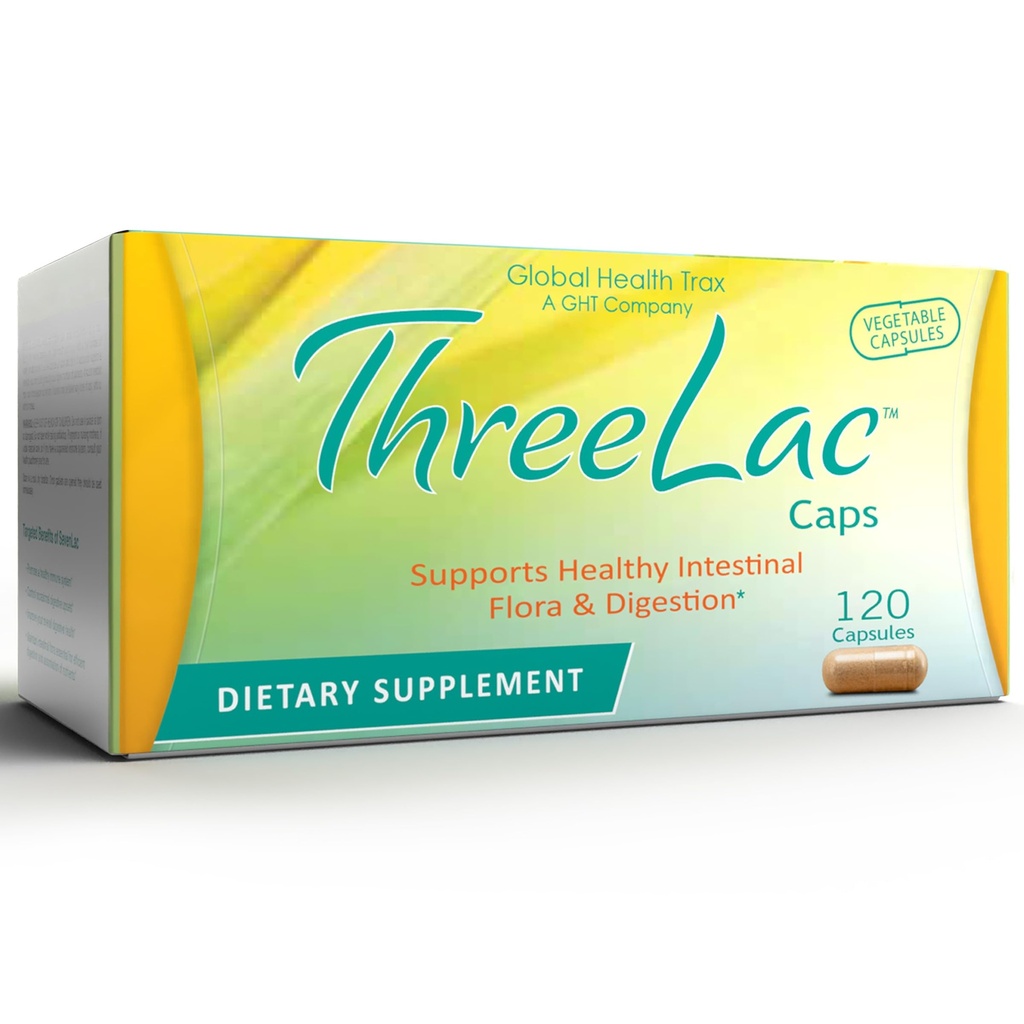 Global Health Trax GHT - ThreeLac Probiotic Capsules, 120 Count - Comprehensive Digestive Support for Men, Women, and Children - Immune System and Gut Balance, Non-GMO