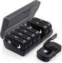 PULIV Extra Duży Weekly Pill Organizator 2 razy dziennie, One- Side Open Pill Box 7 Dzień dla łatwego napełniania, Black Privacy Protection AM PM Pill Case for Vitamin, Medykacja, Suplementy, Oleje rybne czarny