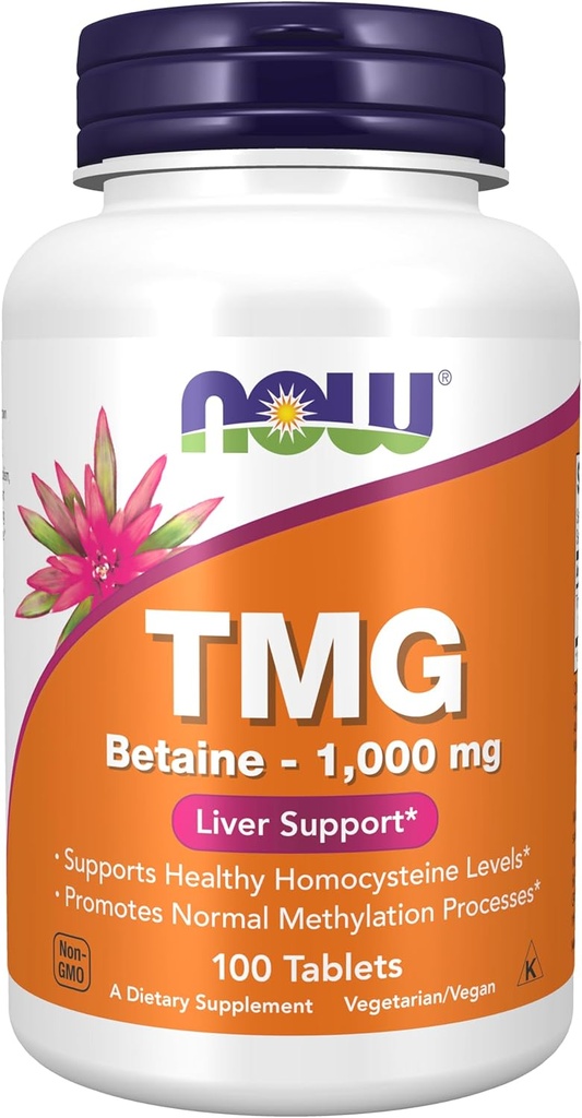 KNOW Foods Suplemen, TMG Betaine (Trimethylglycine) 1.000 mg, Dukungan Hati *, 100 Tablet