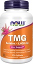 NOW Foods Supplements, TMG Betaine (Trimethylglycine) 1000 mg, Liver Support*, 100 tabletter