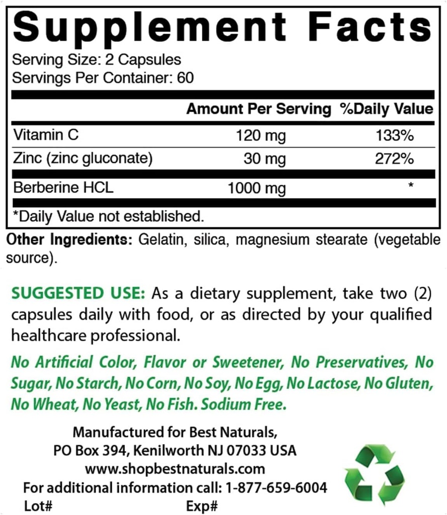 Best Naturals Berberine Plus 1000 mg & Quercetin