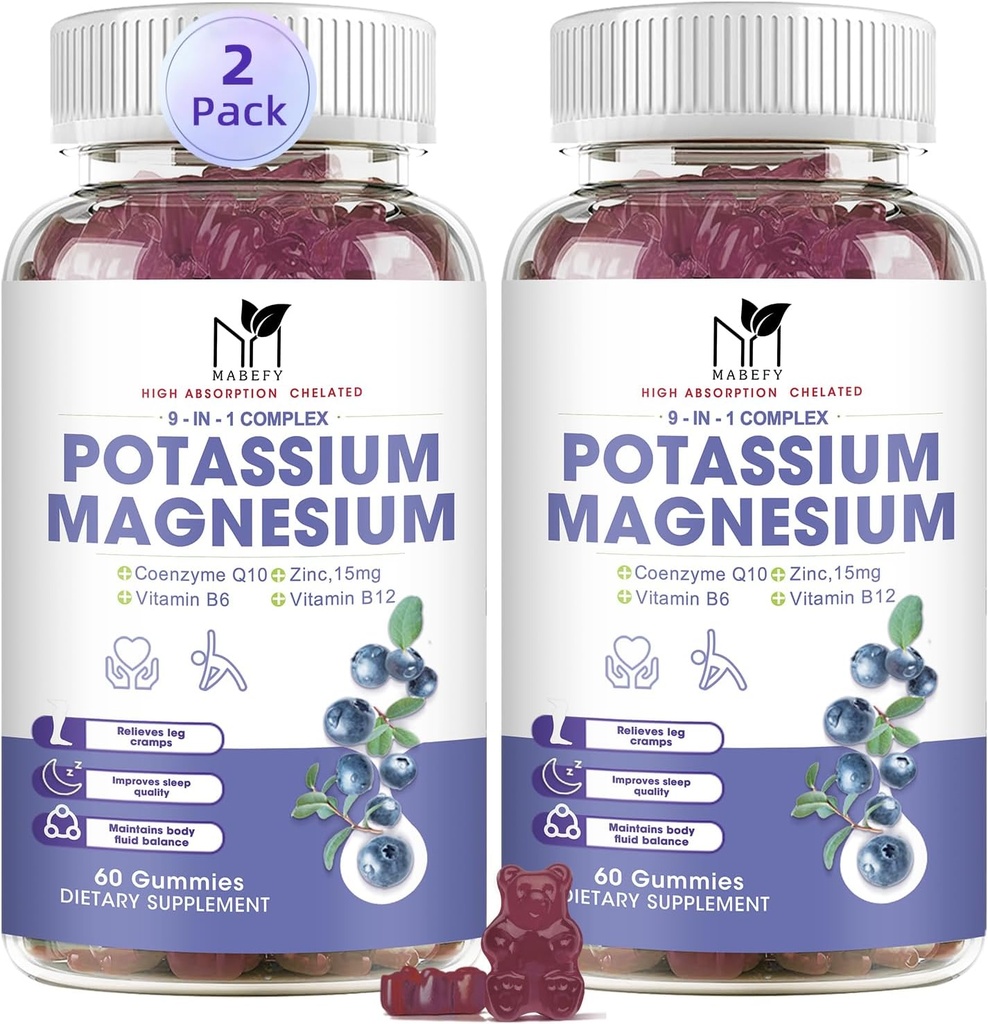 2 Pacote de pastilhas de magnésio de potássio, pastilhas de potássio sem açúcar com glicinato de magnésio 500mg Chewable Magnesium Potássio Suplementos com cálcio, zinco, vitamina para Cães Pernas & Músculo